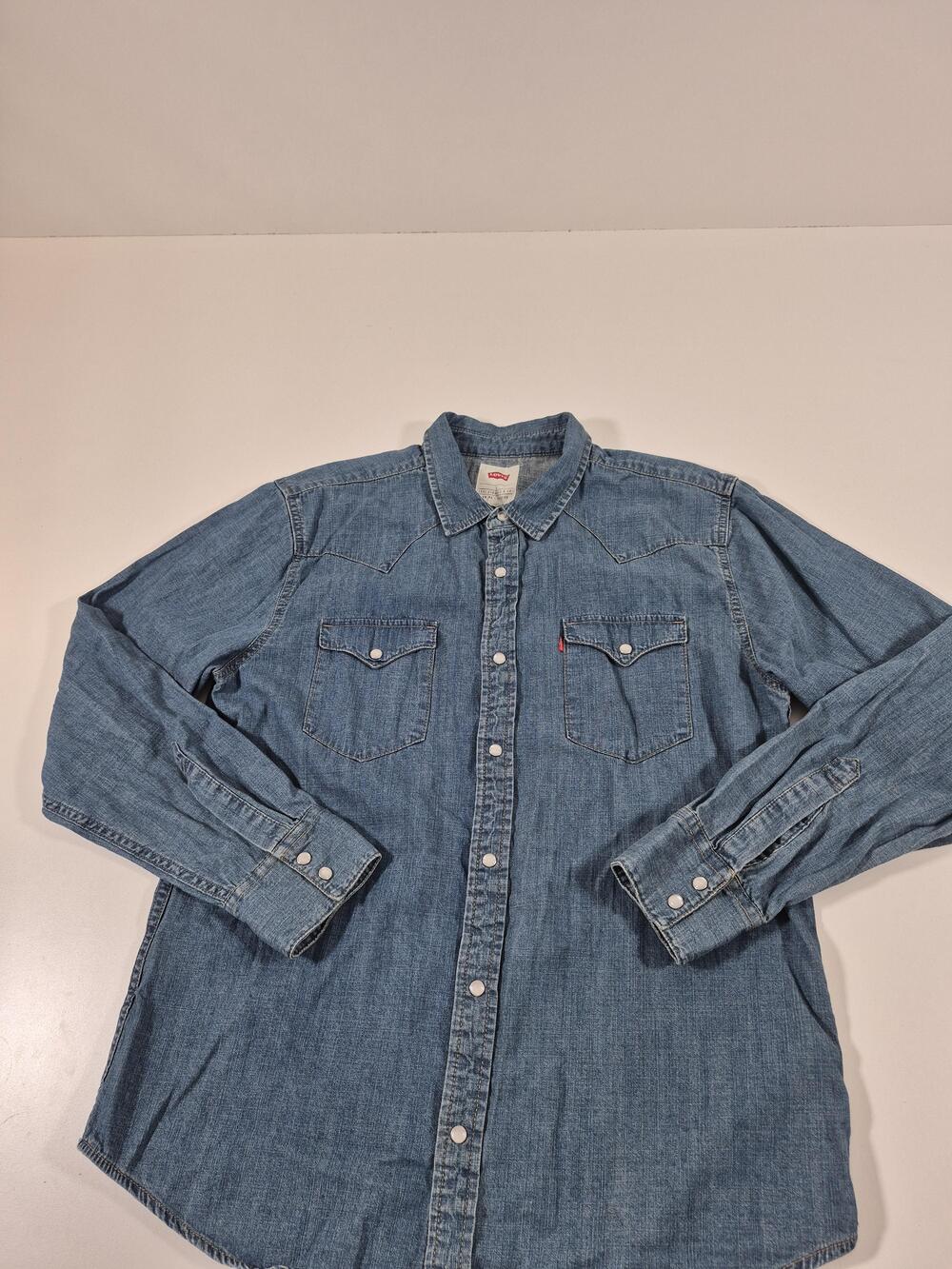 Levi's Men's L Blue Denim Western Pearl Snap Long Sleeve Button-Up Shirt
